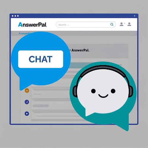 Illustration of the AnswerPal website with the chat support button highlighted.